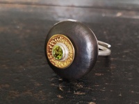 Srebrny unikatowy pierścionek z oliwinem-ID:201108